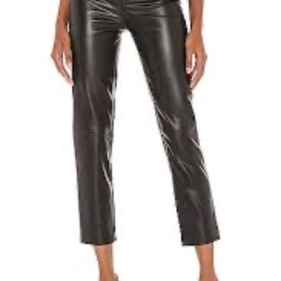 LBLC The Label Robin Pant Faux Leather Black High Rise Straight Leg Sizes S & M - Picture 2 of 16